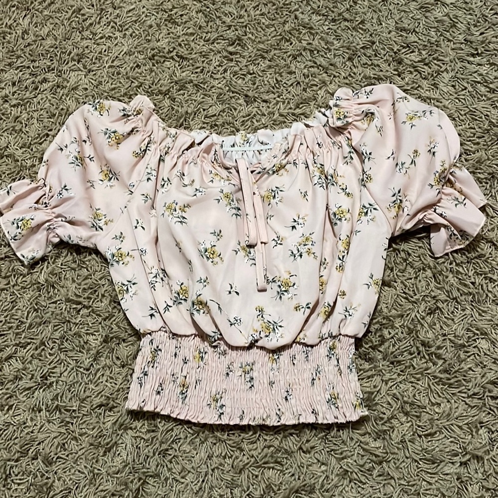 Pink floral crop top